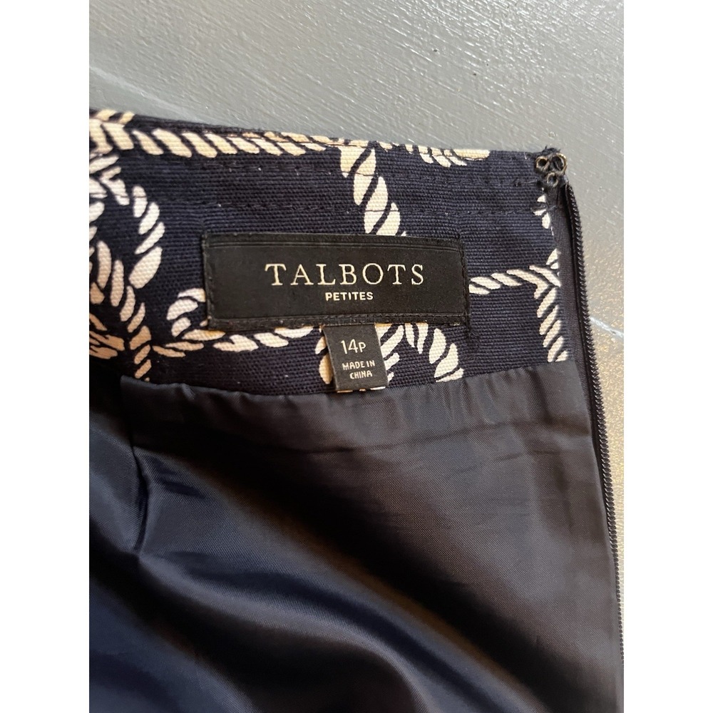 Talbots Petites Rope Print Mini Skirt Women's Size 14P Navy White Nautical - Picture 4 of 5